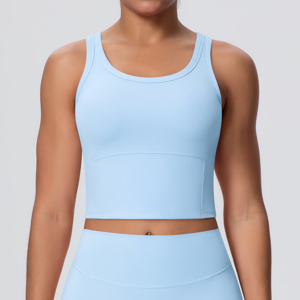 New shockproof, push-up, fixed-cup yoga top - women's barely-there outdoor sports bra for running, fitness, and beautiful back support