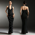 C7567 cross-border   fashion women's deep v backless mermaid tail evening gown dress
