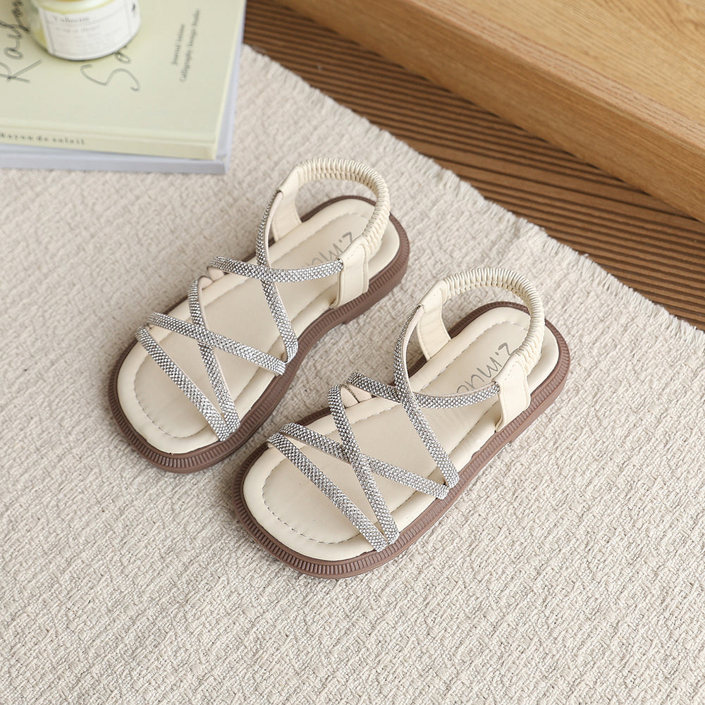 Girls' sandals: stylish rhinestone princess shoes for baby girls, new summer  collection, soft-soled beach sandals for kids