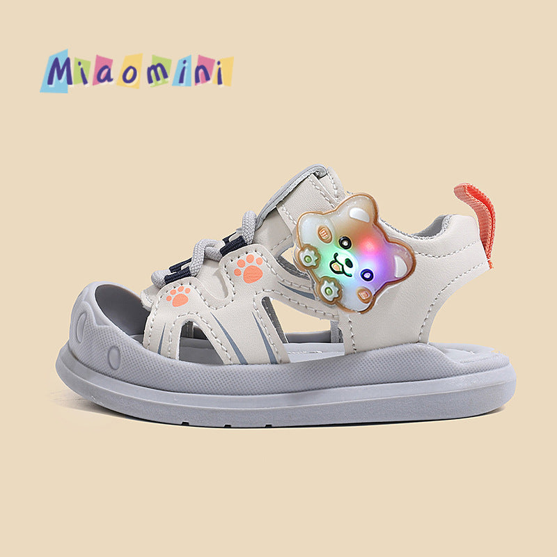 Baby first walker shoes  summer new collection: athletic beach shoes for boys, soft-soled light-up sandals for girls, baby sandals