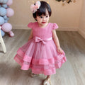 Ready-to-ship children's formal dress - airplane sleeve princess dress for baby girls, perfect for first birthday celebrations