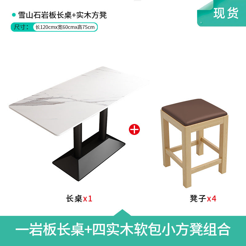 Commercial slate dining table simple outdoor table bar milk tea fast food restaurant canteen rectangular table apartment negotiation table and chair
