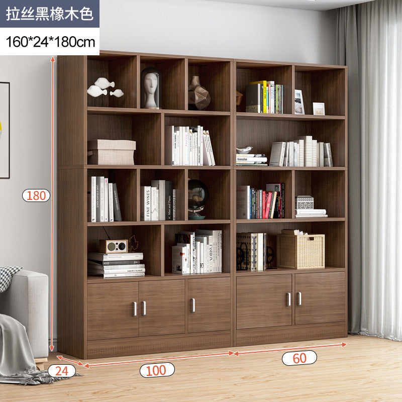 Simple bookshelf floor-to-ceiling against the wall, living room shelf layered storage rack, storage cabinet integrated, simple household bookcase