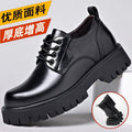 Genuine leather soft sole 5cm height increasing men's leather shoes - autumn thick sole waterproof non-slip casual men's sneakers - black formal shoes
