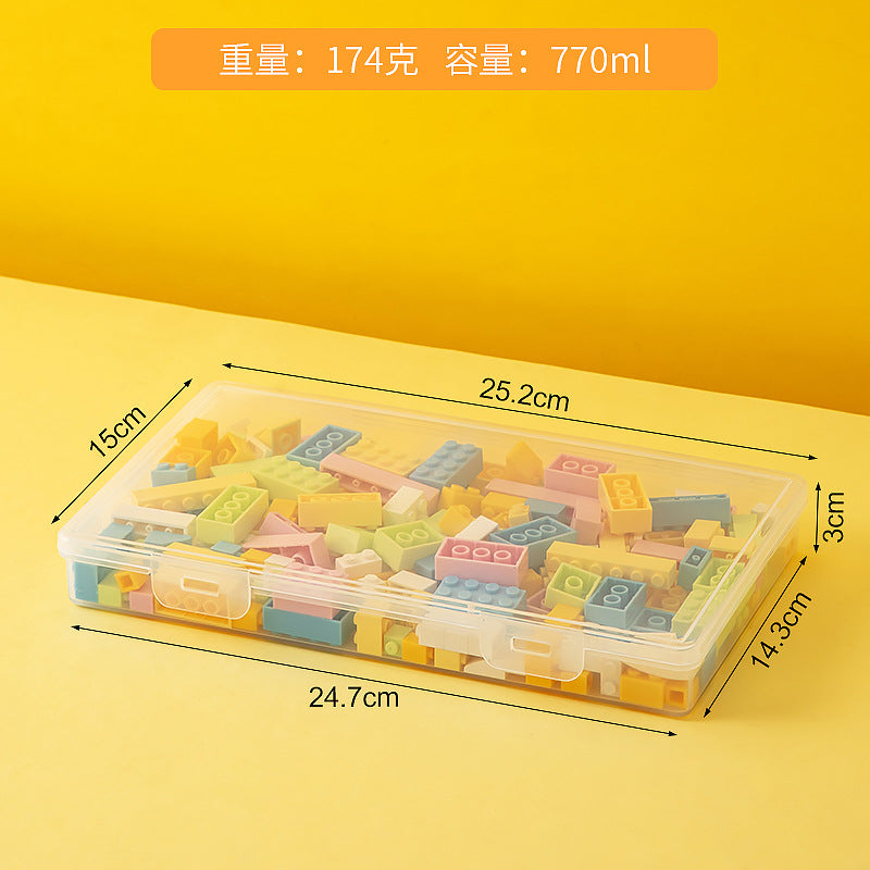 Transparent building block storage box Large capacity drawer Desktop Lego storage box with lid Plastic children's toy storage box