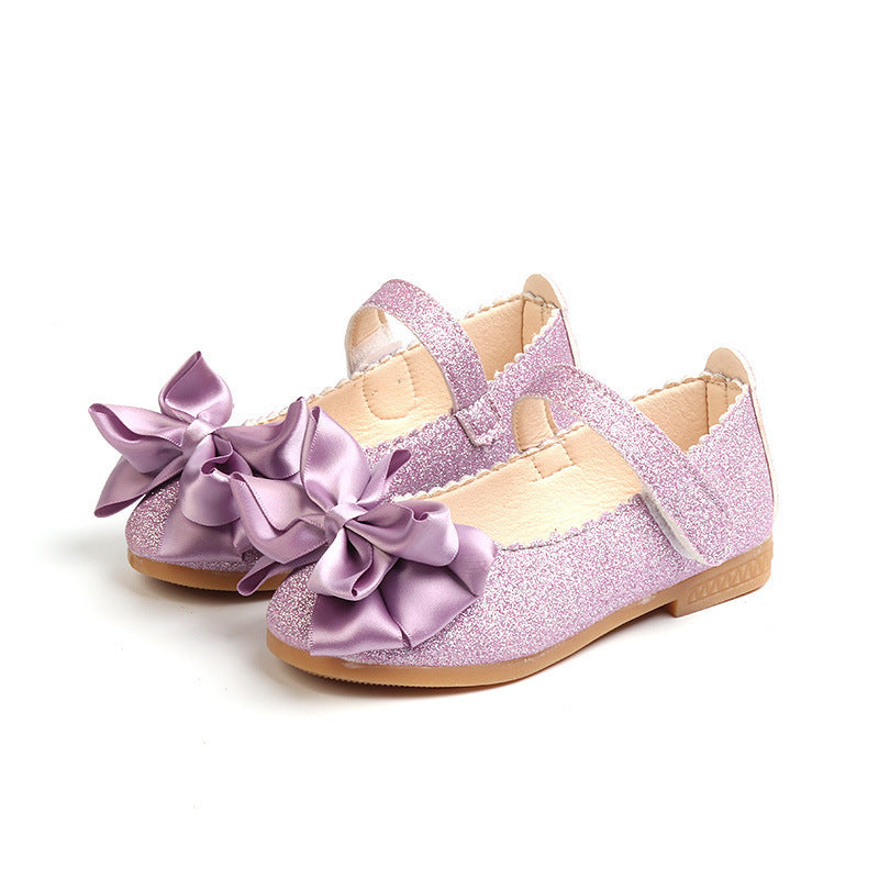 wholesale  autumn new korean style children's princess shoes girls' single shoes bowknot flat leather shoes toddler