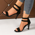 export plus size women's shoes: 2026 summer new collection - suede ankle strap versatile european and american fashion elegant high heel sandals