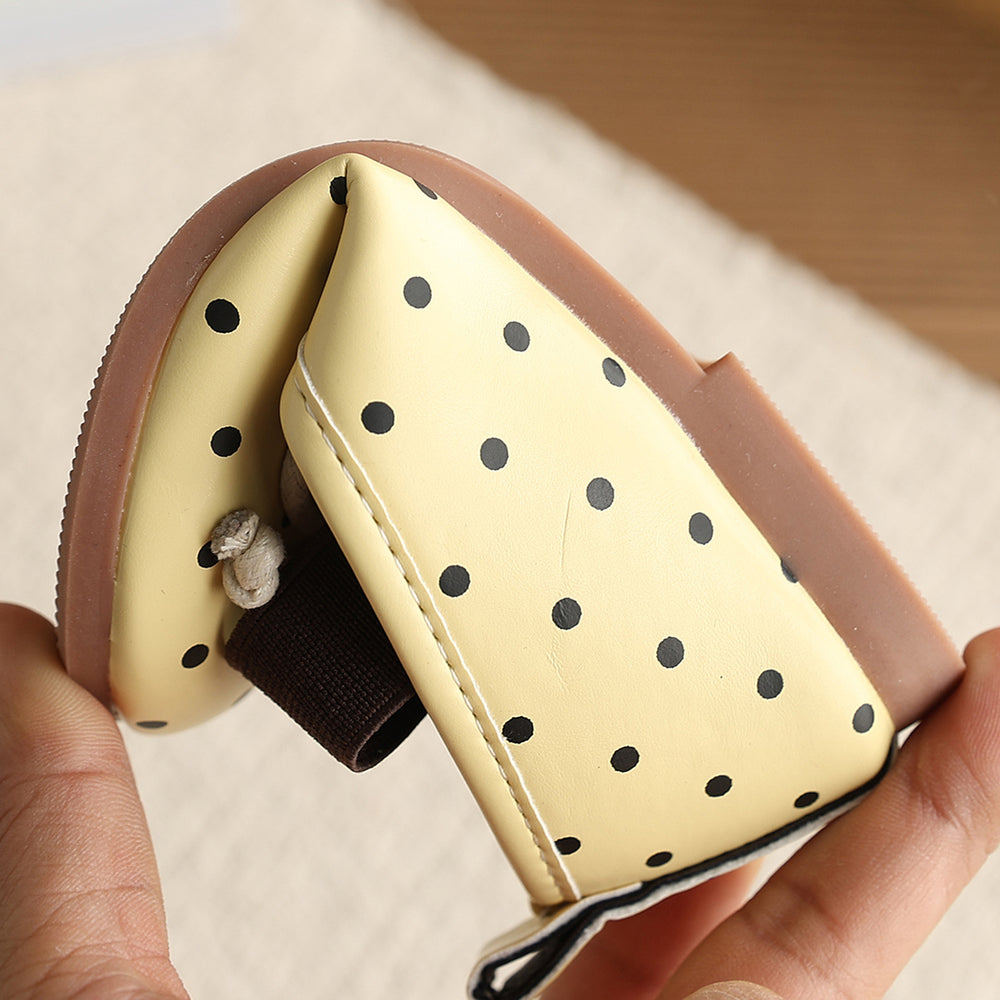 Vancahao girls' korean style polka dot princess shoes,  spring new collection, children's bowknot leather flats, low-cut single shoes