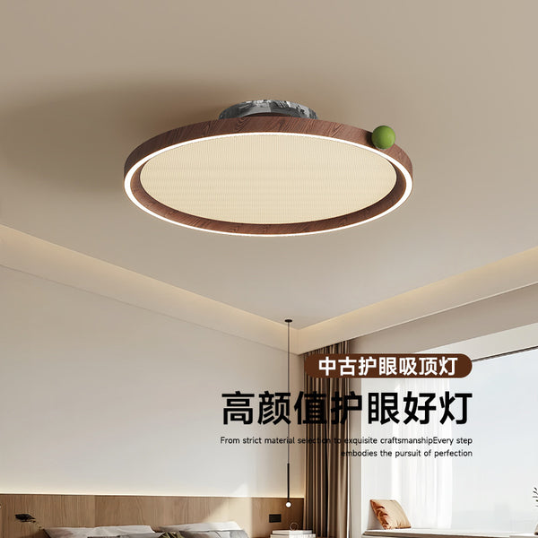 高级感果果灯原木风卧室吸顶灯复古中古书房护眼儿童房全光谱灯具