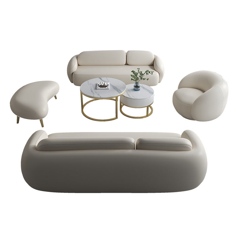New arrival creative leather sofa combination coffee table yuanbao bread sofa business club reception negotiation sofa