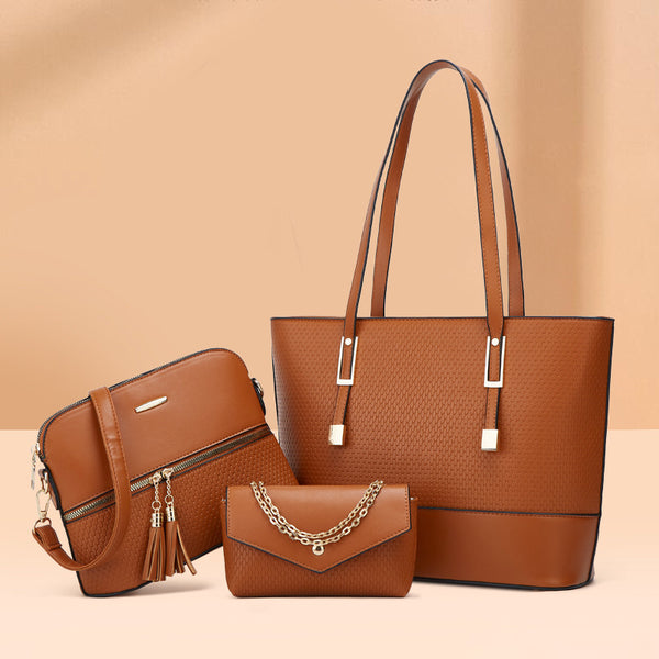 Tote mother and child bag 2024 new European and American fashion large iron chain large capacity portable shoulder oblique span women's bag