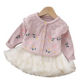 Girls' cardigan sweater princess dress two-piece set - puffy skirt autumn/winter new korean style knitted cardigan outfit for baby girls