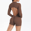 fashioncut out beautiful back half open zipper jumpsuit peach butt sports fitness running jumpsuit women's yoga wear
