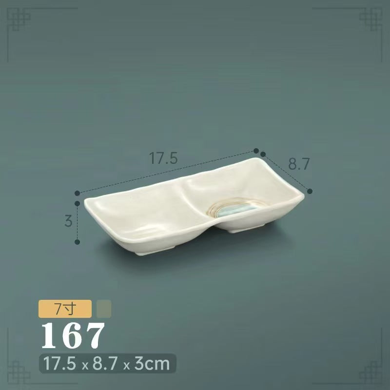 Melamine hot pot side dish plate beef plate imitation porcelain sushi plate korean style barbecue dish plate palace style hotel bowl and dish suit