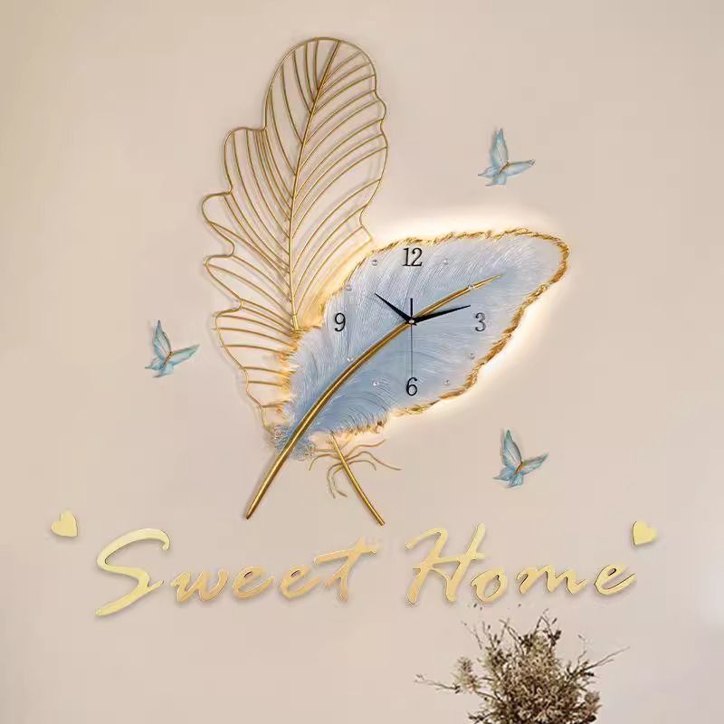Wall clock - minimalist modern living room decor - creative home decor - iron art light luxury wall clock - no drilling required