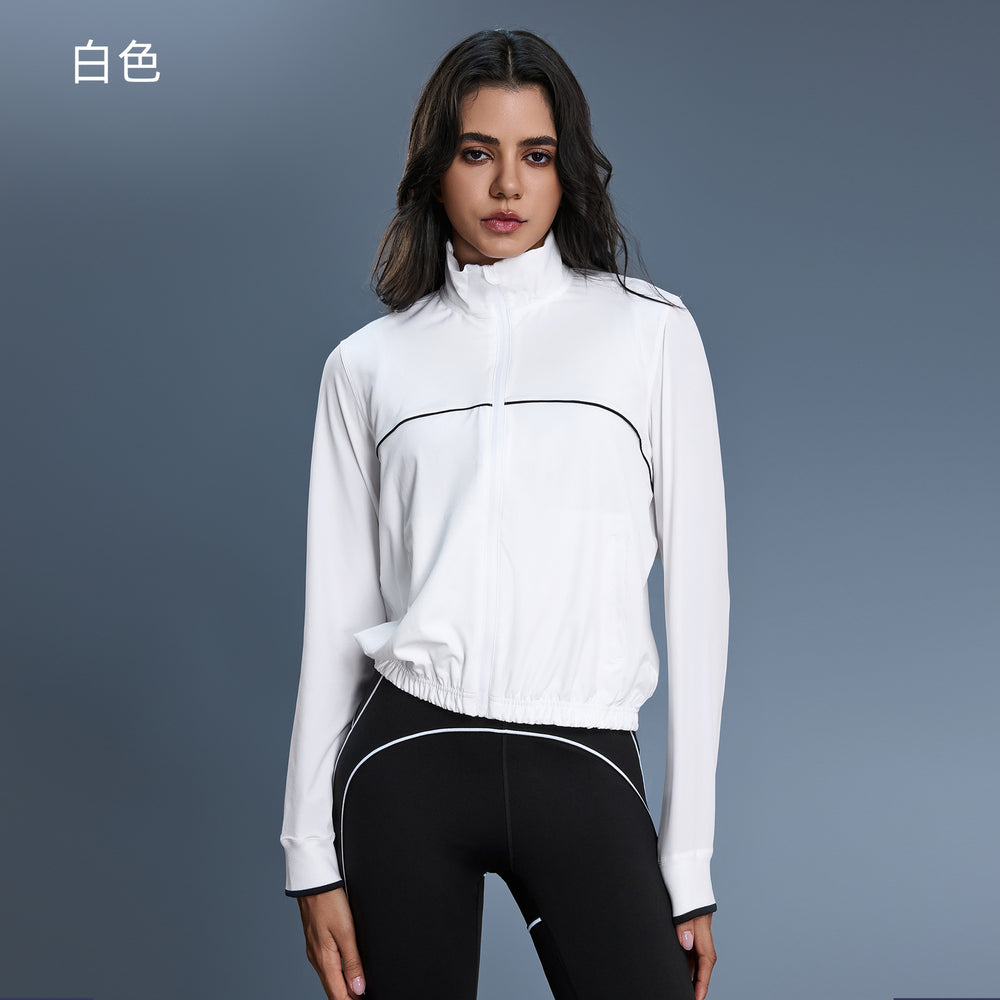 Women's outdoor stand collar sun protection jacket - spring/summer short style, fashionable, versatile, casual activewear, lightweight outerwear d25105
