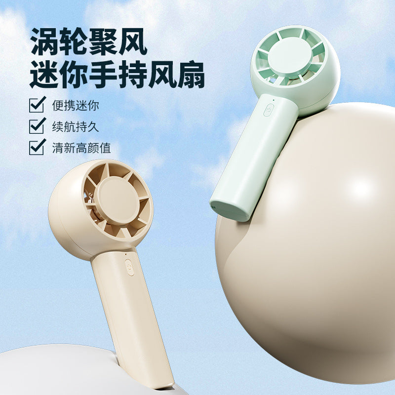 Handheld mini fan - portable, usb rechargeable, bladeless turbine, silent operation, desk fan