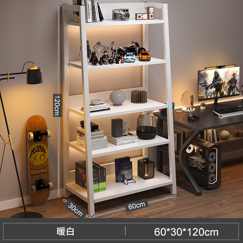 Shelf Floor-to-ceiling storage shelf Multi-layer bookshelf E-sports room Computer table Locker Wrought iron trapezoidal display shelf