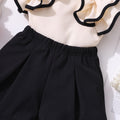 Girls' two-piece outfit: ruffle-trimmed top + solid color shorts set