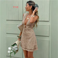 Korean style fashion v-neck sleeveless ruffle trim tank dress - women's new summer a-line mini dress with cinched waist