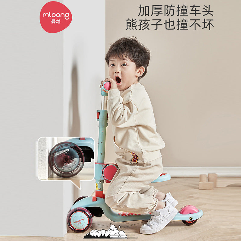 Manlong children's scooter shockproof large tire can sit and ride slippery car three-gear adjustable baby scooter