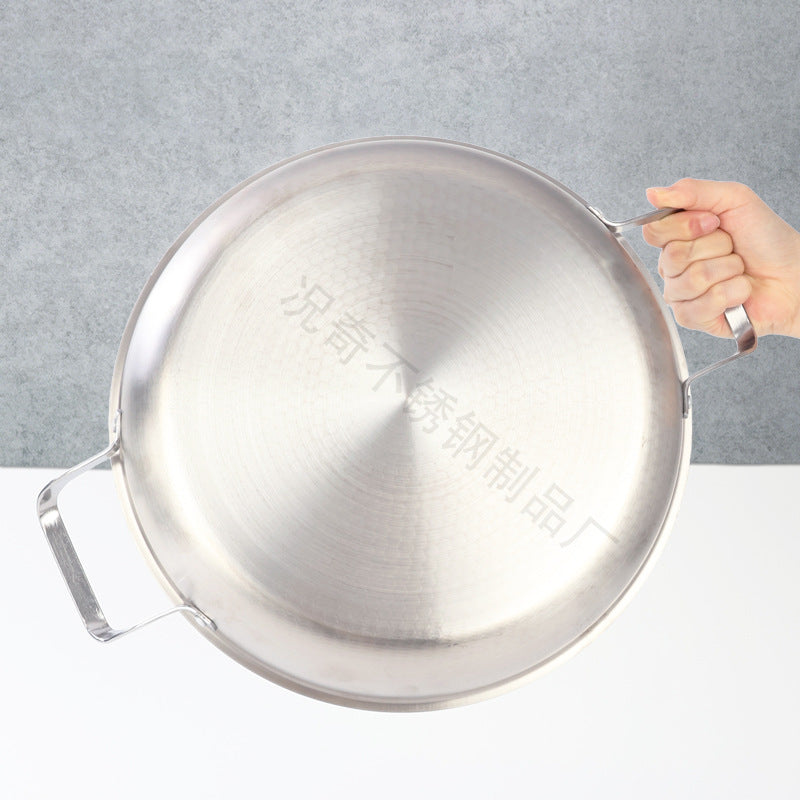wholesale stainless steel frying pan thickened honeycomb double ear non-stick cooking pot for homeflats boiler universal