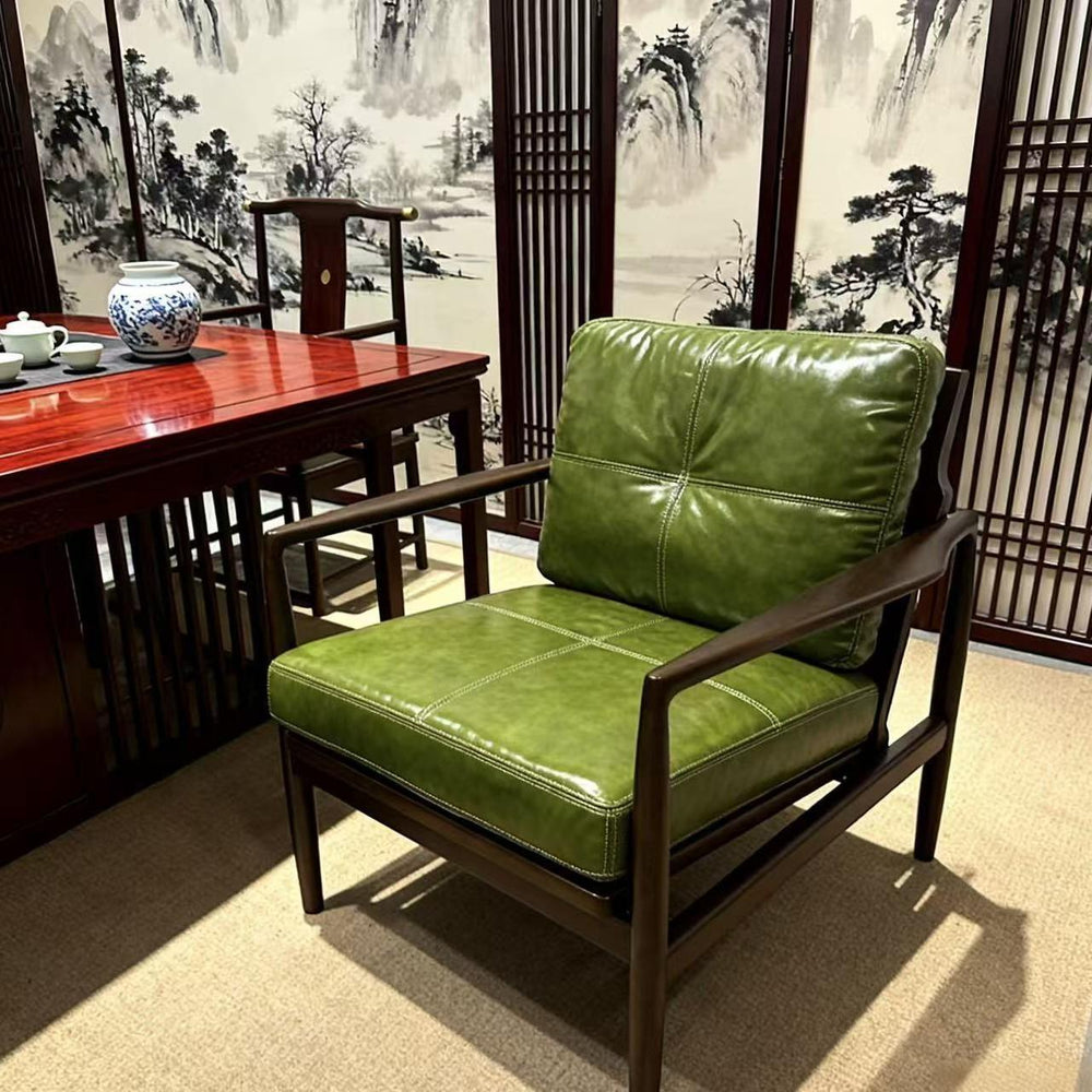 Solid wood chair leather sofa chair retro single hank chair ash wood back chair furniture medieval style cross-border seat