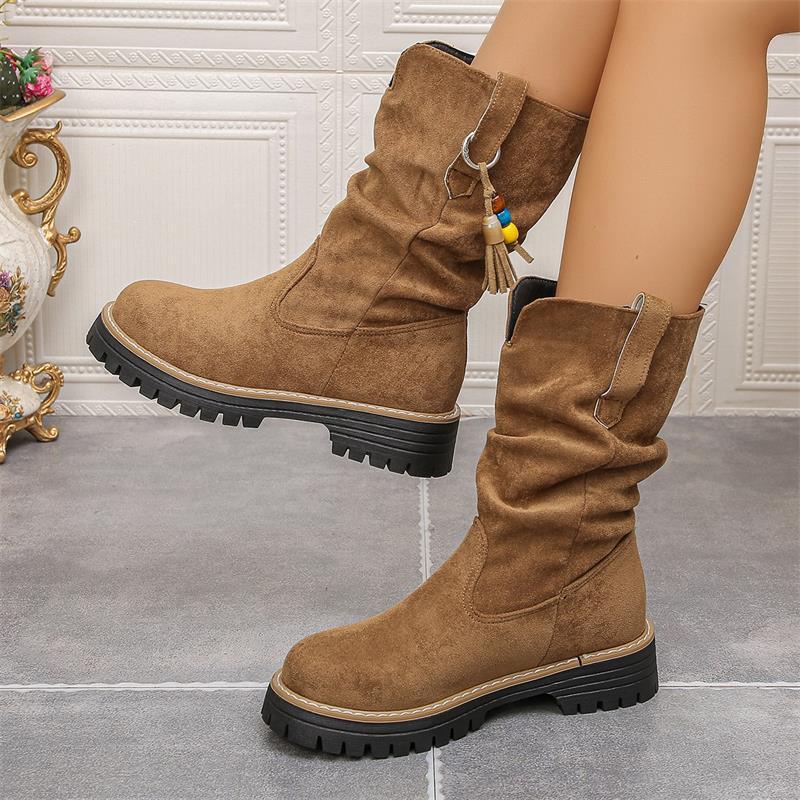 plus size women's boots  fall and winter new arrival pleated boots british style boken short boots women's slimming lookknee socks boots