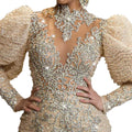 european and american cross-border new  dress v neck feather princess dress gold long mesh evening dress