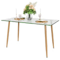 Glass dining table small apartment table for homecasual cream style rectangular tempered glass dining table