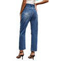 Wishfashion cross-border women's clothing  independent station new versatile washed hole straight-leg denim cropped pants trendy