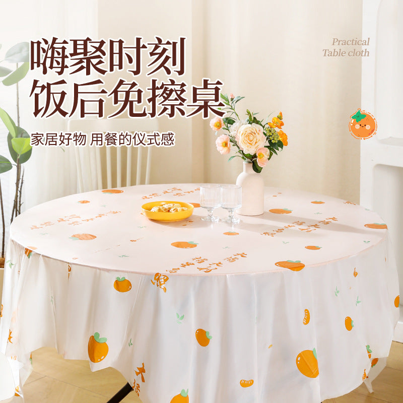 Disposable tablecloth for home use - rectangular, round, printed, extra thick plastic - perfect for chinese new year, spring festival, and kindergarten events