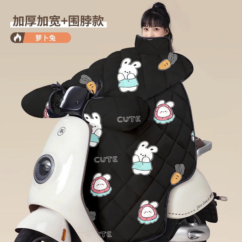 Electric vehicle battery car windshield quilt fleece-linedthickened plus size winter motorcycle cover waterproof cold cover waterproofthickened