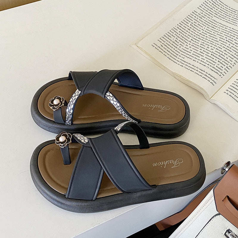 new arrival toe sandals and slippers for women summer outwear fairy style easiest for matchfashion one-line slippers thick sole beach sandals and slippers