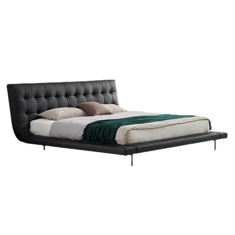 Onda bed italian normcore genuine leather bed house large flat designer 2* 2m master bedroom double bed double bed black