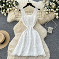 French white sleeveless knittingdress women's summer new arrival cool cut out waist slimming look a-line skirt qianjin style
