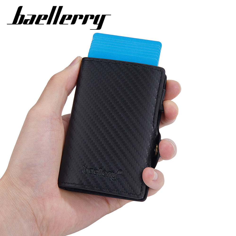 Baellerry's new men's card bag  RFID aluminum box automatic pop-up credit card clip buckle wallet