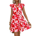 code new arrival  original women's holiday style floralsprintingv neckloose doll dress