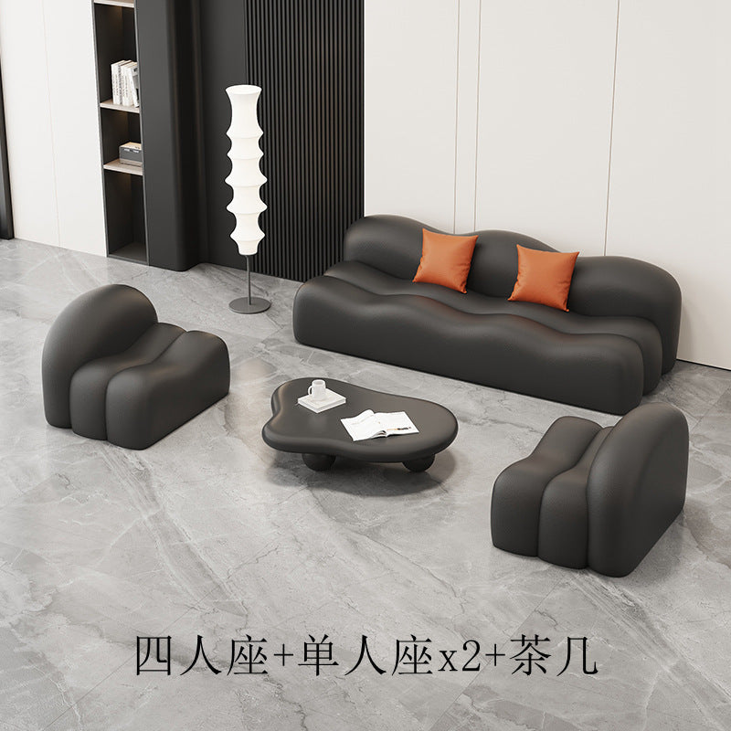 new leather reception desk wave rest area lounge seating for salon, office, and nordic living room