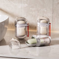 Transparent light luxury premium soap dish - travel-friendly mini soap box with airtight lid and drainage