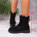 autum leopard print british styleplus size back zipper short boots thick sole round toe retroexportboots women's wholesale