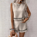European and american cross-border women's clothing  summer: "coral embroidery" sleeveless tank top and mini skirt set - chic and stylish