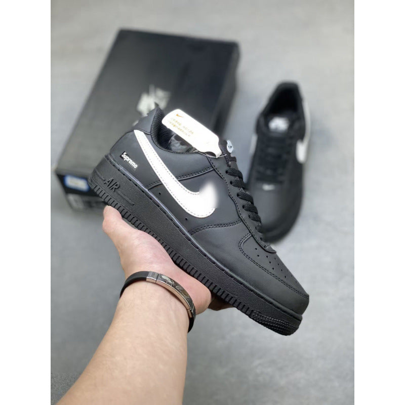 Putian high version air force one af1 white shoes wheat color pure original version black warrior men's shoes black sneakers