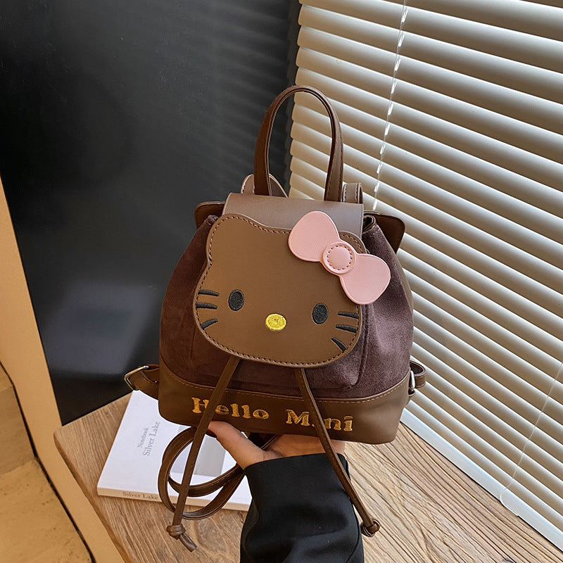 Cute cartoon mini backpack for women, new kitty cat backpack, stylish and versatile student bag, sweet commuter bag
