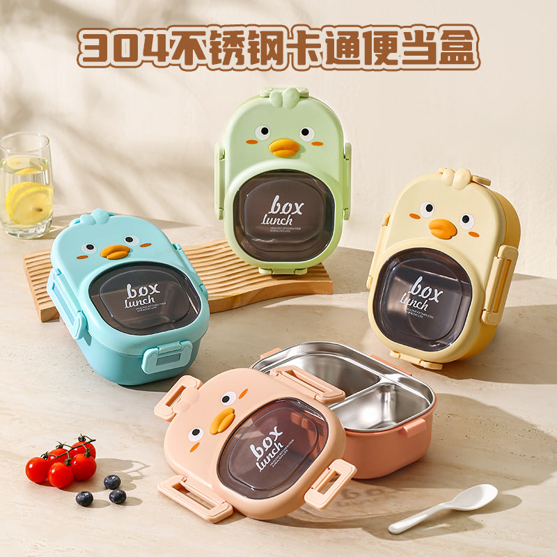 304 stainless steel cartoon divided lunch box - student & kids bento box - airtight, microwaveable, portable lunch container