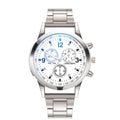 Factory direct iridescent blue light glass three-eye stainless steel watch - men's quartz watch, gift, cross-border watch for men