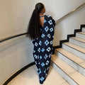European and american women's clothing  autumn new collection: sweet and fresh printed loose plus size v-neck batwing sleeve maxi dress