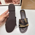 Za2024summer new women's shoes beaded flat bottom fashion sandals casualoutwear color matching one-line women's shoes
