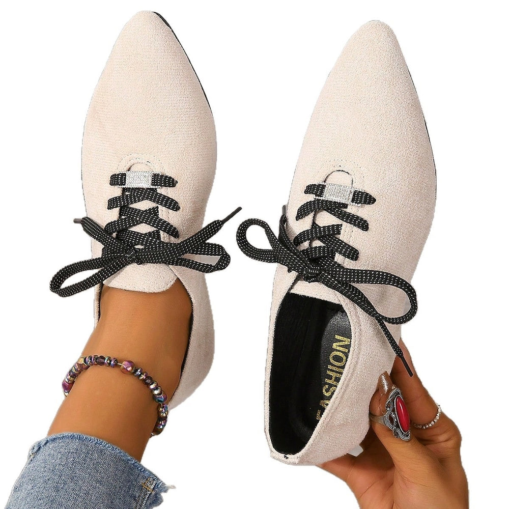 Exportplus size spring new arrivalplaid low heel pointed toe fashion deep mouth soft bottom front tie back tweed styleflats women