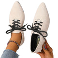 Exportplus size spring new arrivalplaid low heel pointed toe fashion deep mouth soft bottom front tie back tweed styleflats women